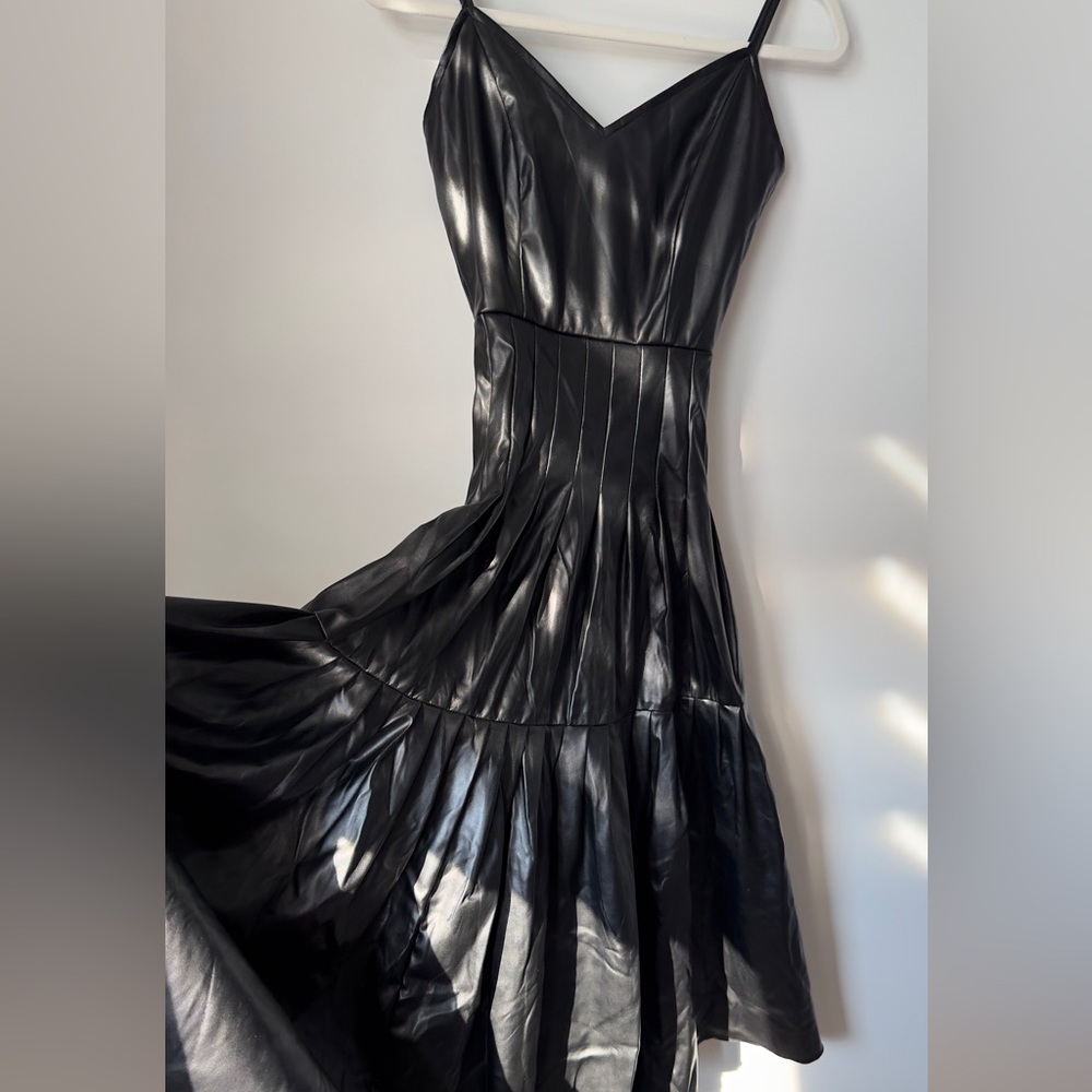 Black Faux Leather‎ dress